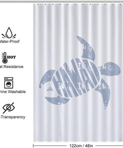 Rustproof Hooks Hawaii Turtle Shower Curtain Fabric For Bathroom