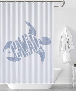 Rustproof Hooks Hawaii Turtle Shower Curtain Fabric For Bathroom