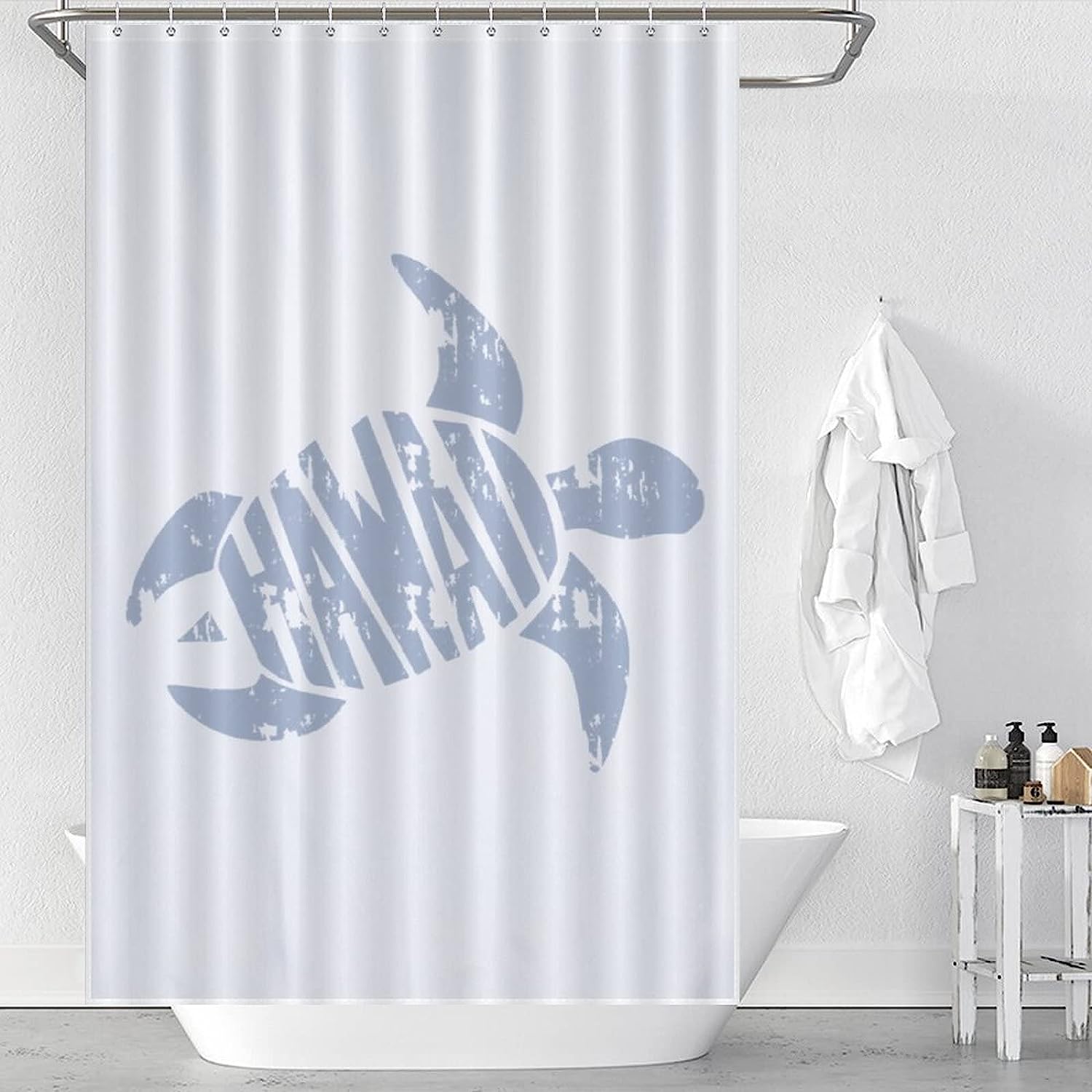Rustproof Hooks Hawaii Turtle Shower Curtain Fabric For Bathroom