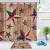 Rusty American Flag Wood Plank Waterproof Shower Curtain with Stars
