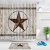 Rusty Iron Texas Star Wood Plank Fabric Shower Curtain Bathroom Decor
