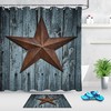 Rusty Texas Star Shabby Blue Wood Planks Shower Curtain for Bathroom