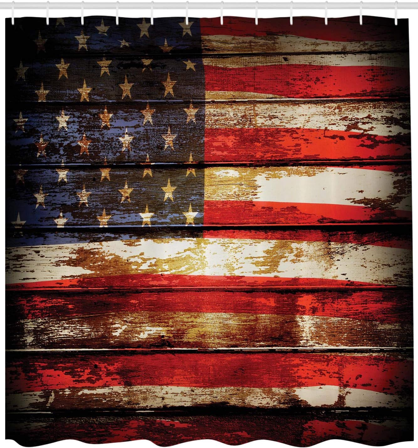 Rusty Vintage American Flag Print Shower Curtain - Image 2