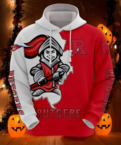Rutgers Scarlet Knights 3D Zip Hoodie With Mascot Perfect For Every Fan