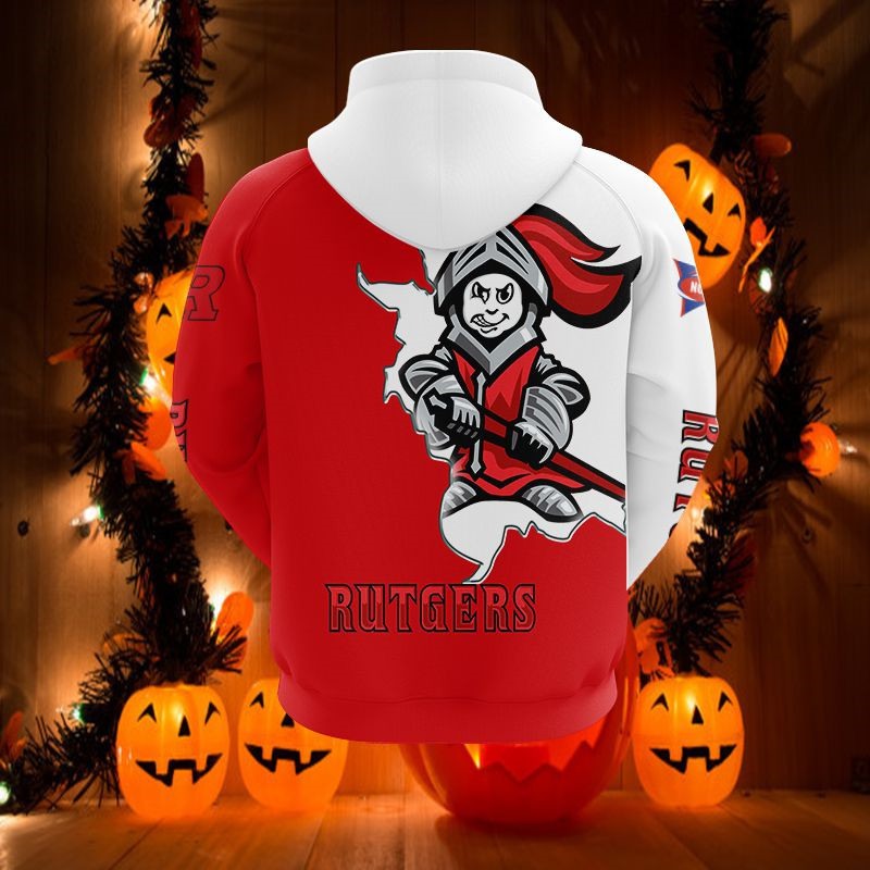 Rutgers Scarlet Knights 3D Zip Hoodie With Mascot Perfect For Every Fan