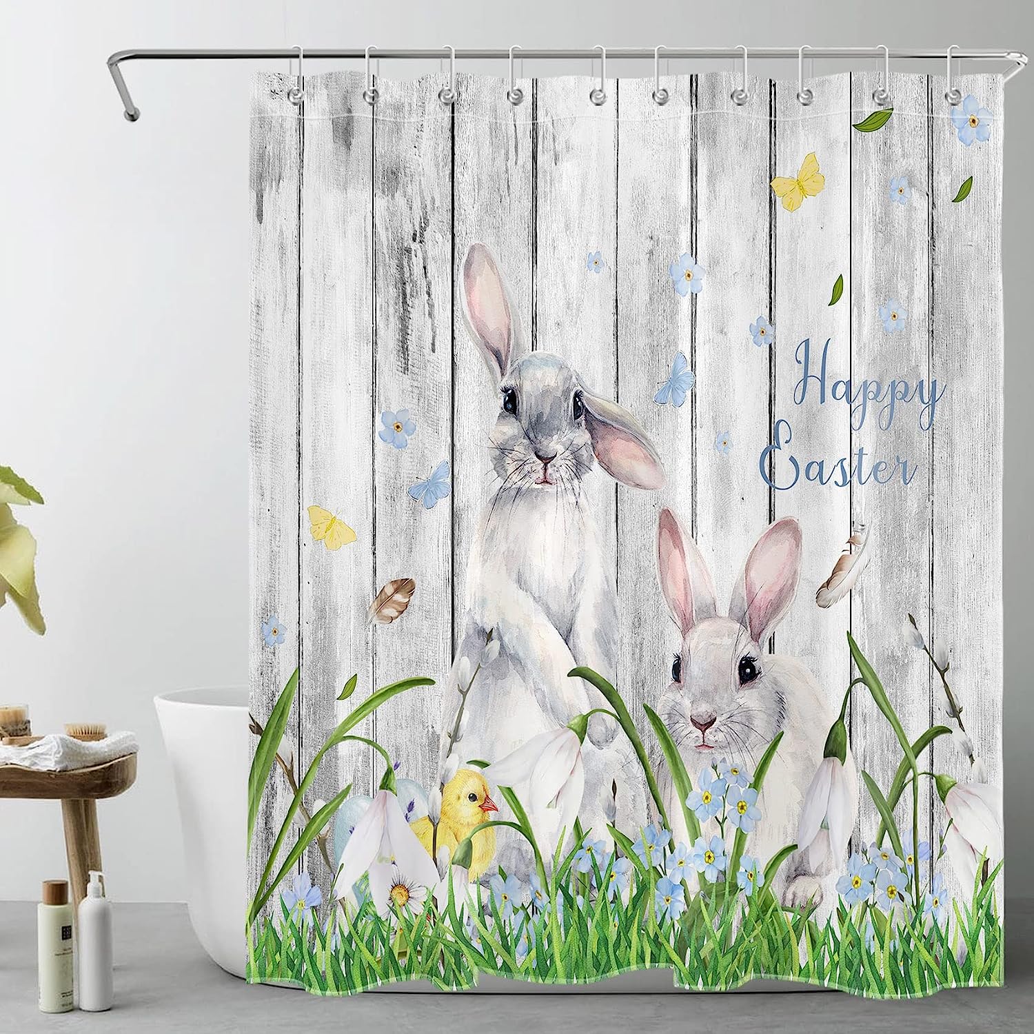 SCECALA Easter Shower Curtain- Add a Fresh Spring Look to Your Bathroom