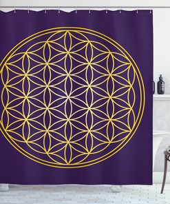 Sacred Circle Overlap Geometric Pattern Shower Curtain For Modern Bathroom Decor