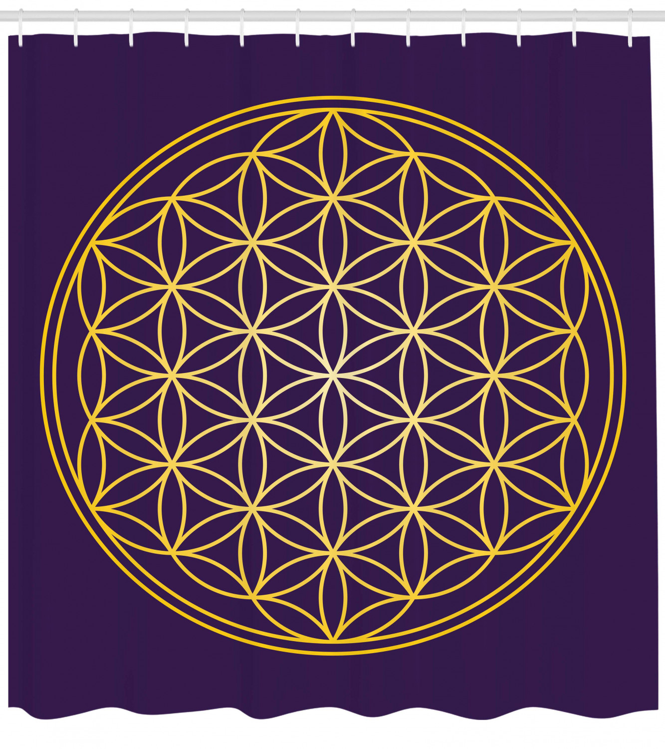 Sacred Circle Overlap Geometric Pattern Shower Curtain For Modern Bathroom Decor