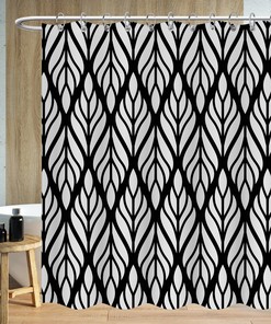 Sacred Geometrical Flower Shower Curtain, Japanese Style Waterproof Fabric Bathroom Decor