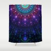 Sacred Geometry Bath Mandalas Shower Curtain with Purple Fractal Mandala Print