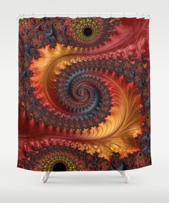 Sacred Geometry Spiral Shower Curtain with 4 Color Options for Bathroom Decor Idea
