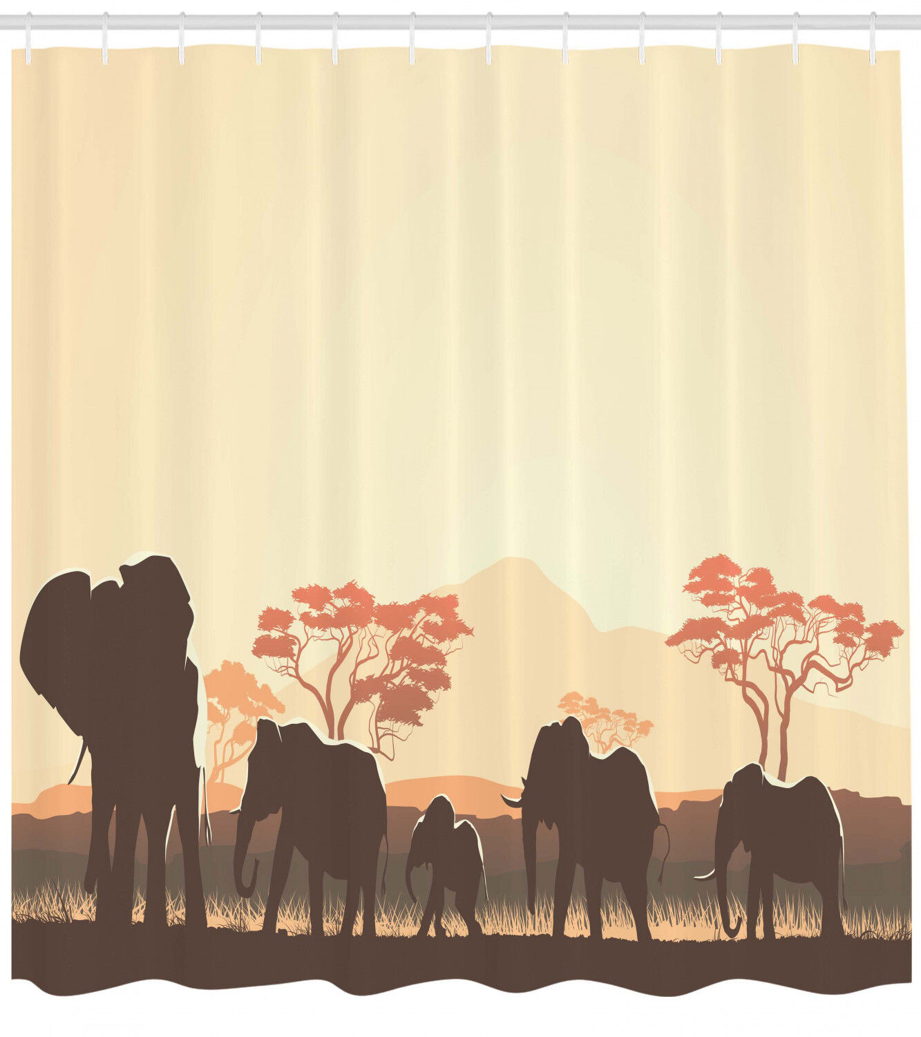 Safari Animal Elephant African Shower Curtain For Bathroom Decor - Image 2