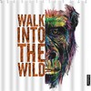 Safari Animal Monkey Chimpanzee Face Walk Into The Wild Restroom Shower Curtain