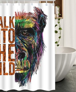 Safari Animal Monkey Chimpanzee Face Walk Into The Wild Restroom Shower Curtain