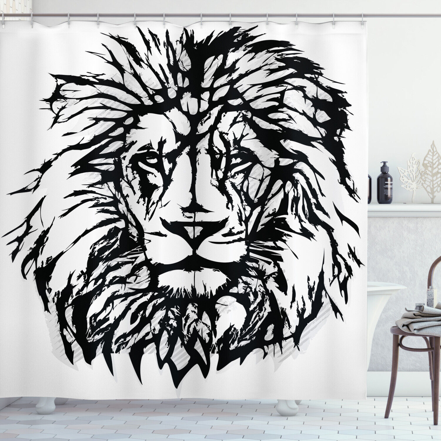 Safari Animal Print Savannah Lion Shower Curtain