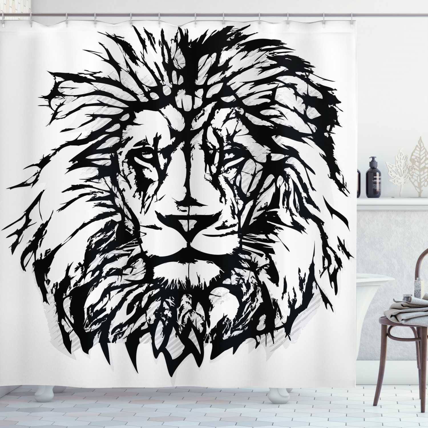 Safari Animal Print Savannah Lion Shower Curtain