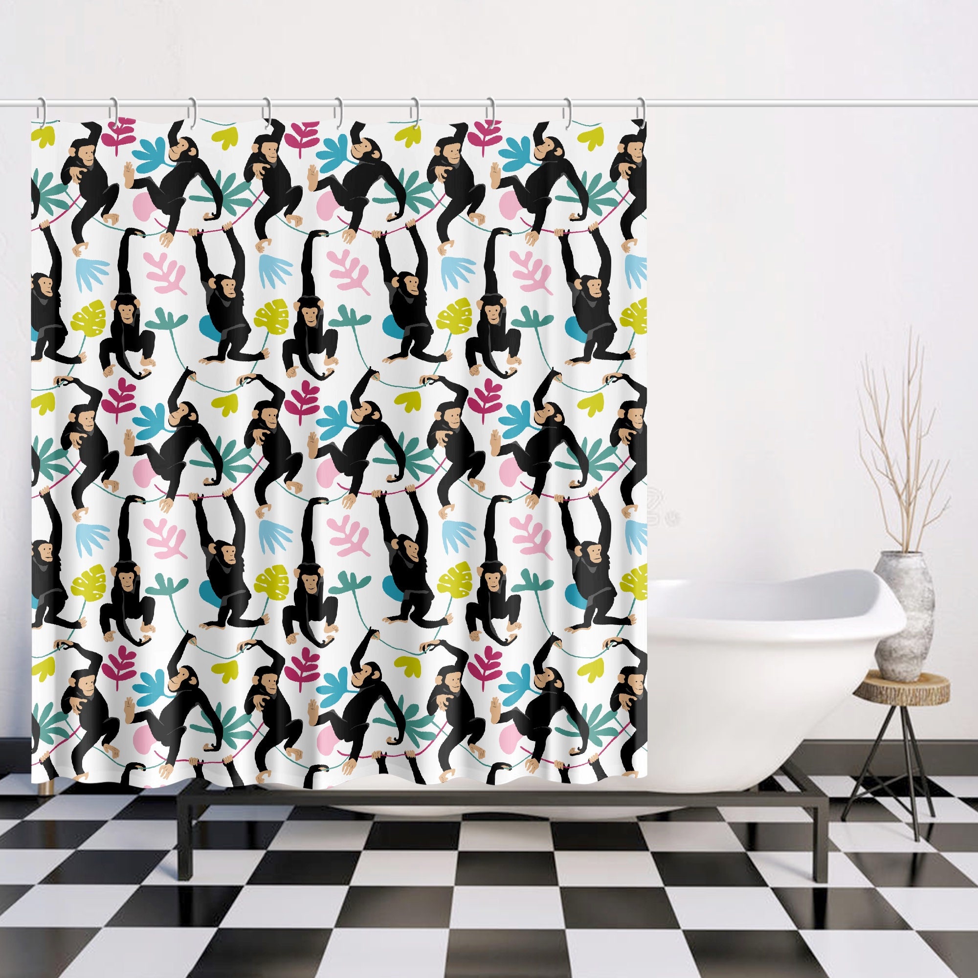 Safari Animals Jungle Bathroom Decor Shower Curtain- Waterproof and Kid-friendly Bathroom Accessory