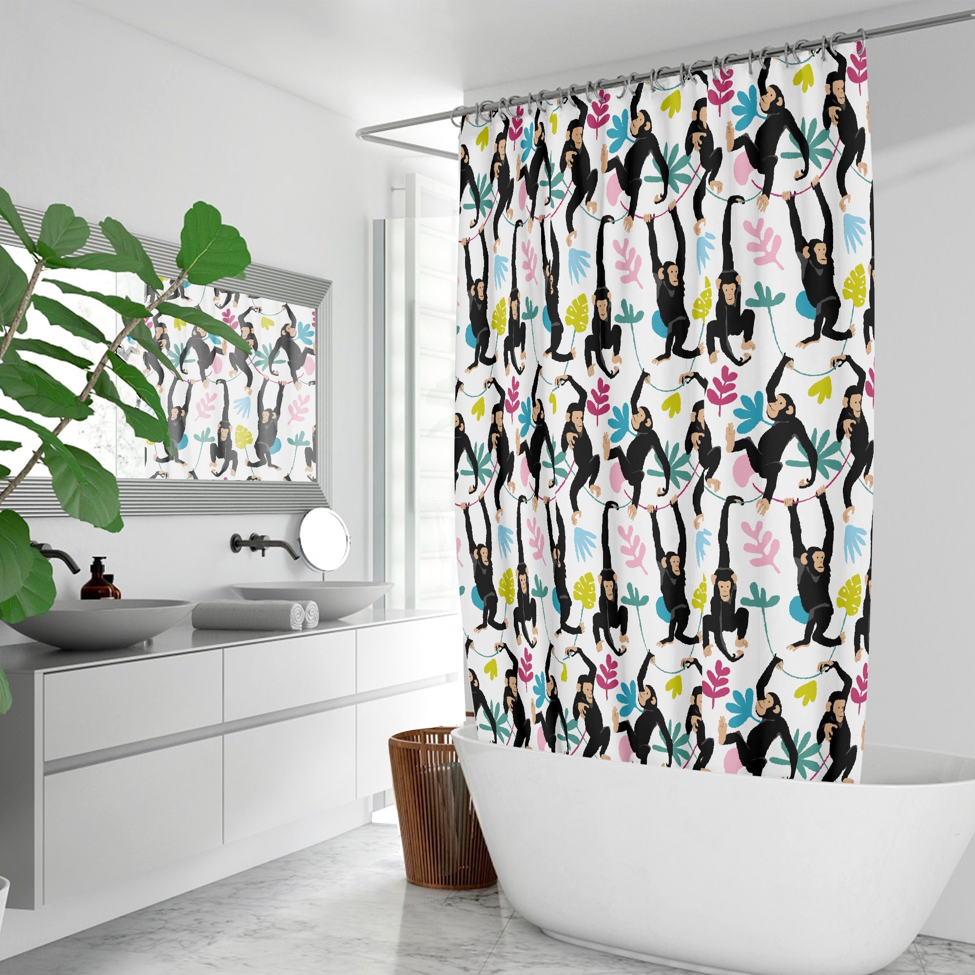 Safari Animals Jungle Bathroom Decor Shower Curtain- Waterproof and Kid-friendly Bathroom Accessory