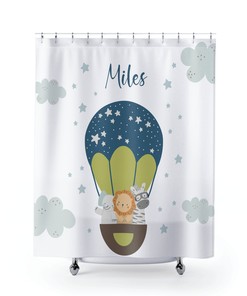 Safari Bathroom Decor with a Custom Kids Shower Curtain