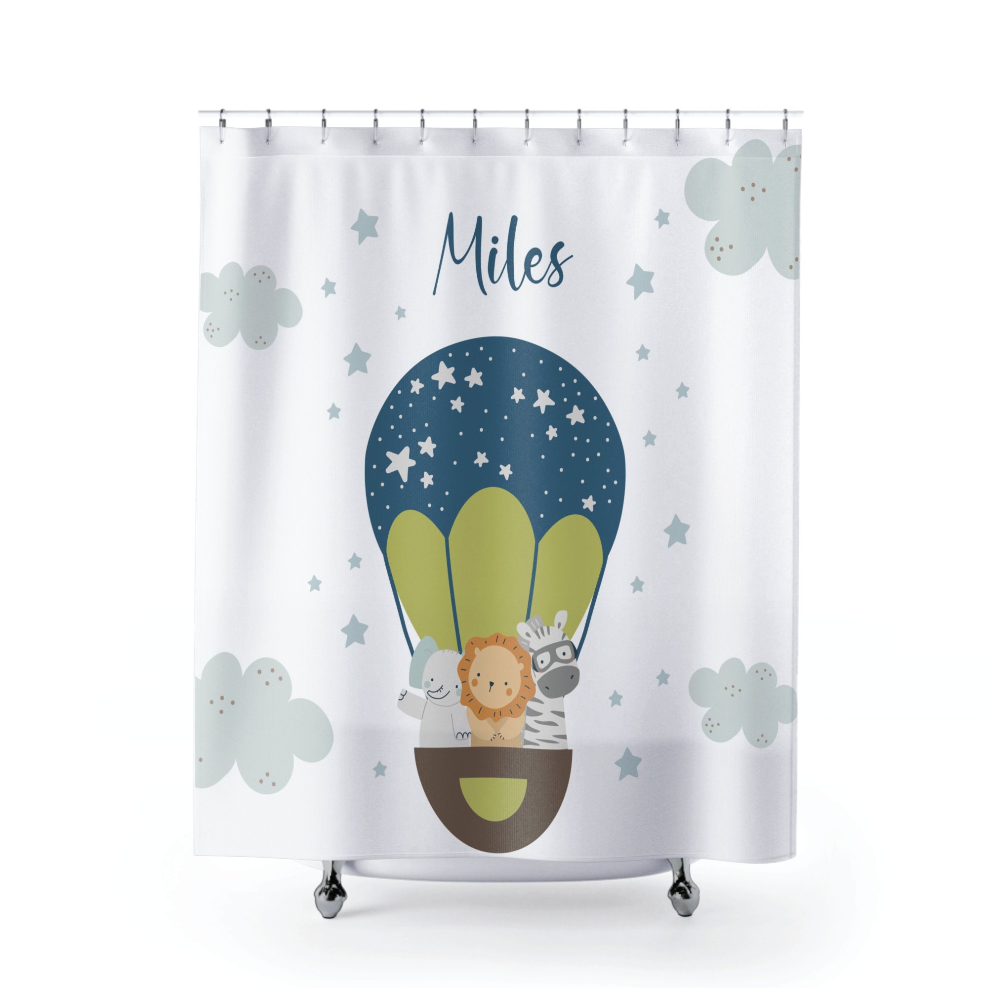 Safari Bathroom Decor with a Custom Kids Shower Curtain