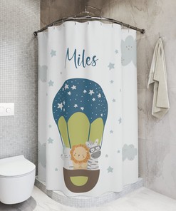 Safari Bathroom Decor with a Custom Kids Shower Curtain