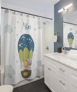 Safari Bathroom Decor with a Custom Kids Shower Curtain