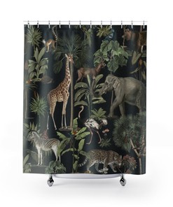 Safari Jungle Theme Shower Curtain Set for Beautiful Bathroom Decor 