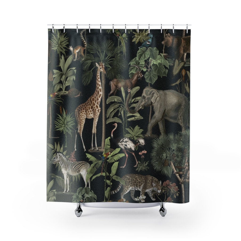 Safari Jungle Theme Shower Curtain Set for Beautiful Bathroom Decor