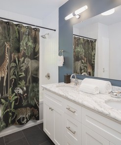 Safari Jungle Theme Shower Curtain Set for Beautiful Bathroom Decor