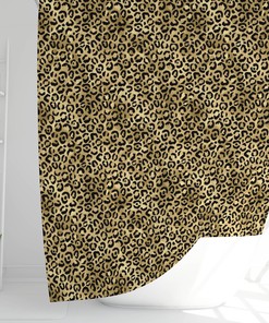 Safari Theme Wild Cheetah Bathroom Shower Curtain With Gold Leopard Print, Waterproof Fabric For Home Decor Gift