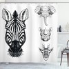 Safari Wildlife Sketch Print Animal Shower Curtain For Bathroom Decor
