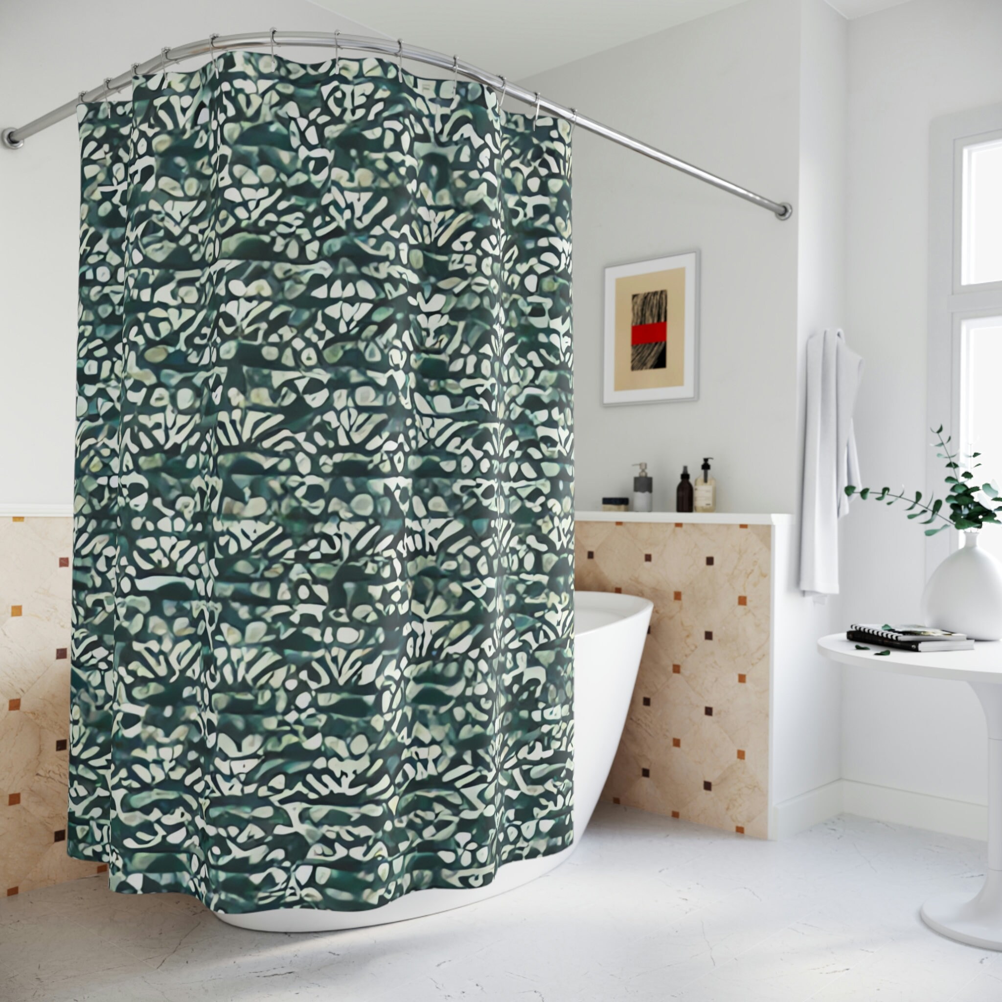 Sage Abstract Botanical Lavender Shower Curtain