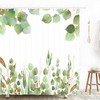 Sage And White Green Leaves Print Shower Curtain For A Spring Eucalyptus Inspired Bathroom