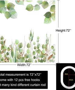 Sage And White Green Leaves Print Shower Curtain For A Spring Eucalyptus Inspired Bathroom