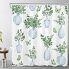 Sage Green And Butterfly Leaf Shower Curtain For Bathroom With Nature Plant Design,