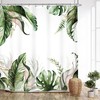 Sage Green Boho Tropical Leaf Shower Curtain With Jungle Palm Leaves Natural Botanical Summer Bath Accessories