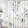 Sage Green Eucalyptus Leaf Waffle Shower Curtain For Textured Bathroom Decor 