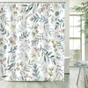 Sage Green Eucalyptus Shower Curtain with Botanical Leaves, Nature Bathroom Decor 