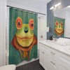 Sage Green Girly Bathroom Decor With Cool Anime Frog Shower Curtain - A Unique And Cool Addition To Your Bathroom Decor