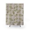 Sage Green Leaves Floral Shower Curtain With Light Taupe Beige For Rustic Bathroom