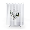 Sage Green Leaves With Botanical Butterfly On Modern Watercolor Shower Curtain - Bohemian Chic Bathroom Decor