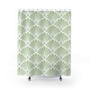 Sage Green & White Abstract Fan Pattern Art Nouveau Shower Curtain - Room Decorations