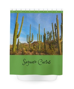 Saguaro Cactus in Desert Shower Curtain - Southwestern Bathroom Decor 