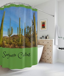 Saguaro Cactus in Desert Shower Curtain - Southwestern Bathroom Decor 