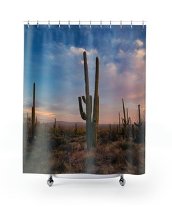 Saguaro Sunset Arizona Shower Curtain, Nature Lover Gift for Bath