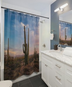 Saguaro Sunset Arizona Shower Curtain, Nature Lover Gift for Bath