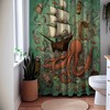 Sail Away Nautical Shower Curtain, perfect Housewarming Gift with Ocean Octopus and Sailboat Theme