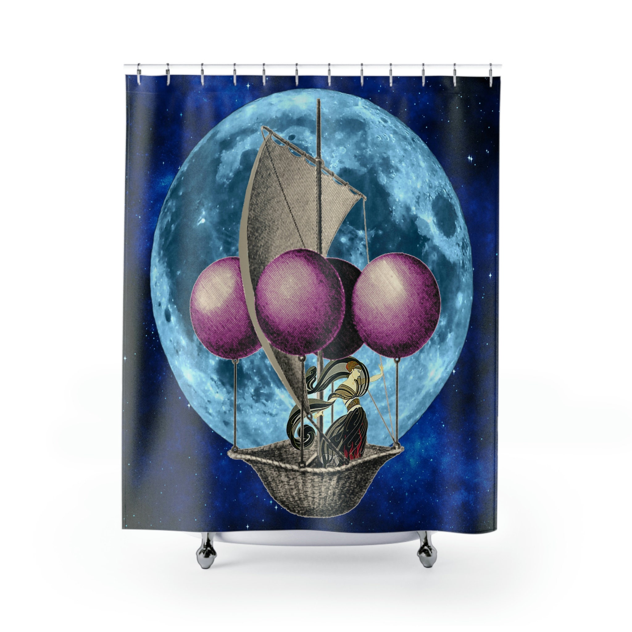 Sail the Moon Nautical Shower Curtain for a Dreamy and Tranquil Bathroom