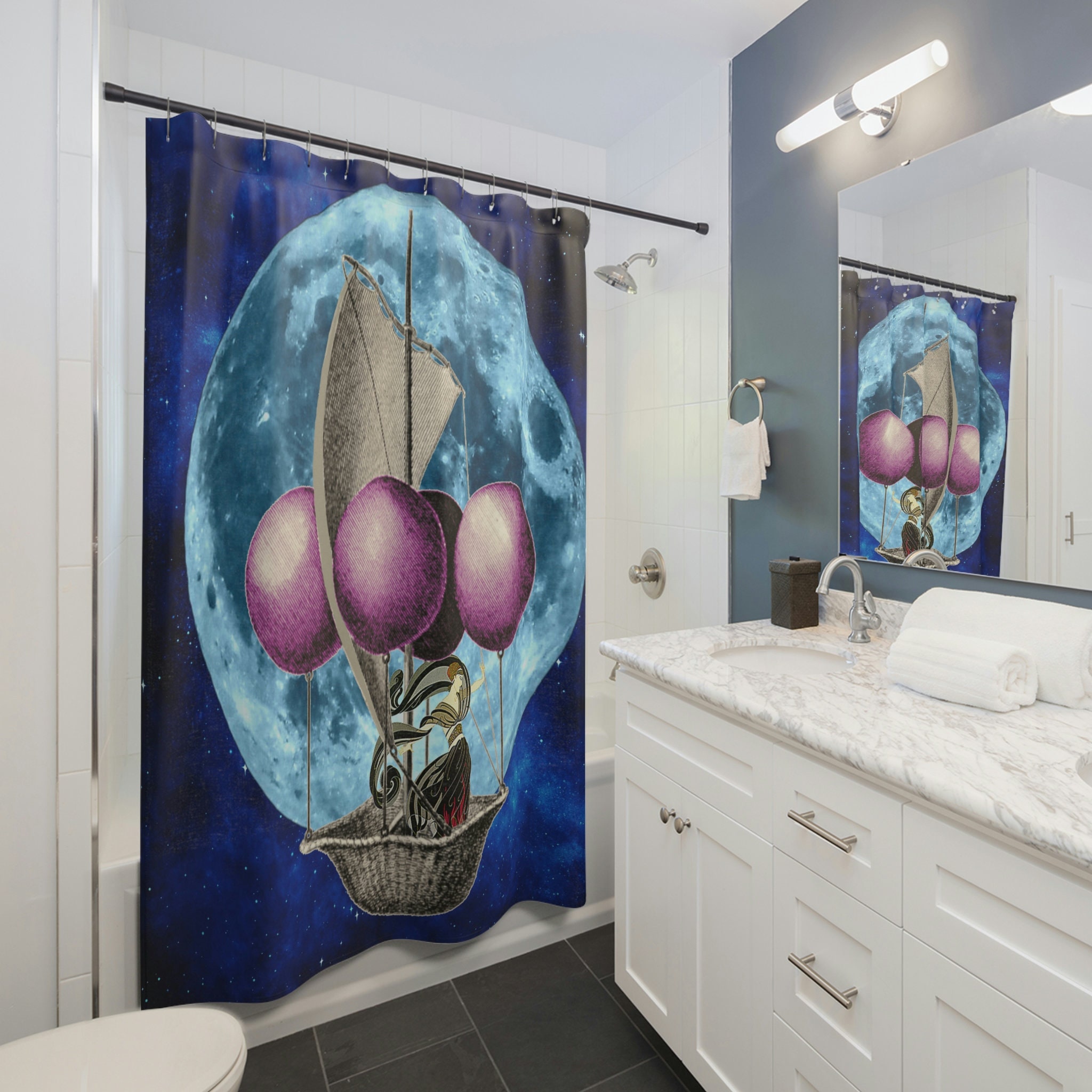 Sail the Moon Nautical Shower Curtain for a Dreamy and Tranquil Bathroom