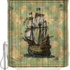 Sailboats And Anchors Retro Navigation Shower Curtain - Ocean Sea Waterproof Bath Curtain For Nautical Bathroom Decor